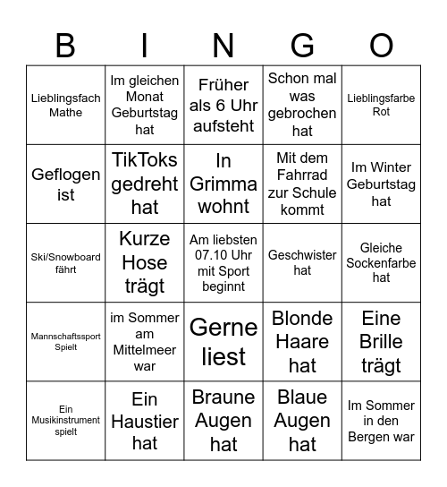 Finde eine Person, die.. Bingo Card