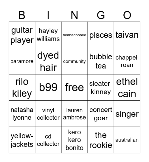 sage bingo :P Bingo Card