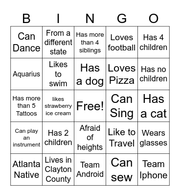 People Bingo Card