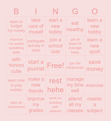 my goals sy 25-26 Bingo Card