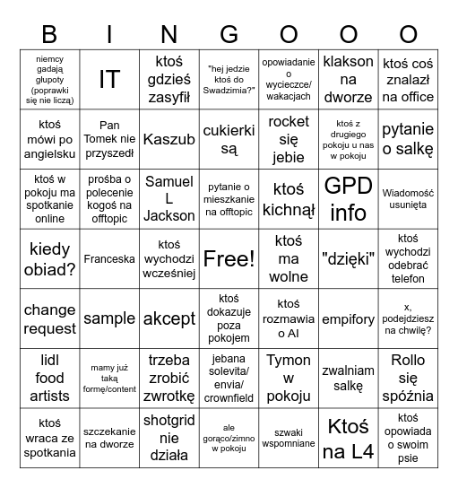 fudziaki bingo v3 Bingo Card