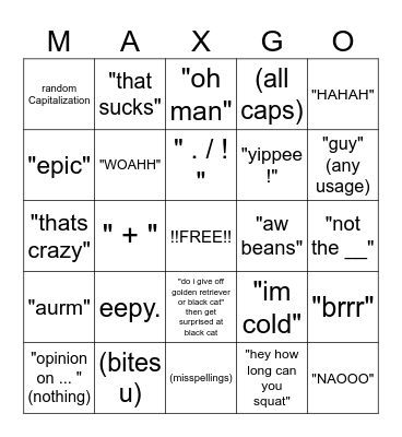 maximum Bingo Card