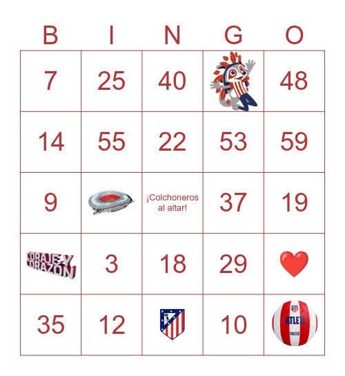 BINGO COLCHONERO Bingo Card