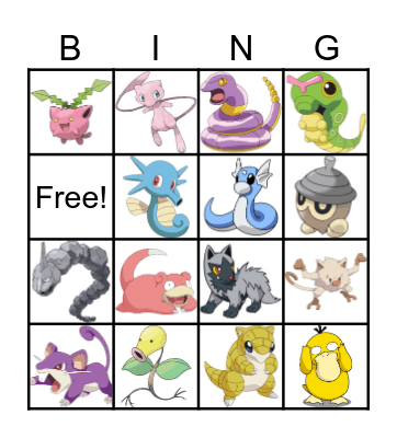Pokemon Bingo Card