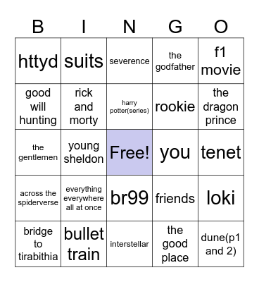 media watched Bingo Card