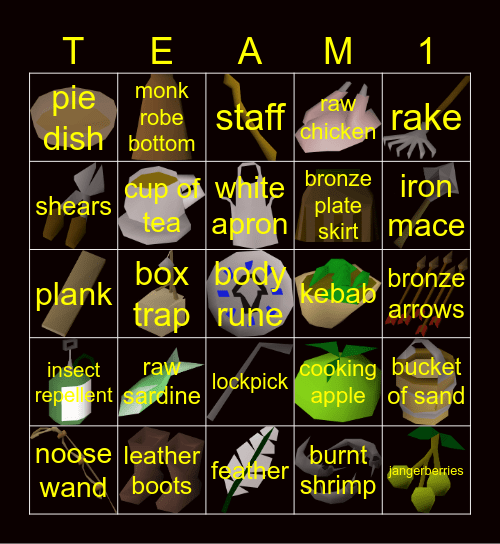 Valhalla Bingo Race Bingo Card