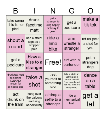 Girls Trip BINGO Card