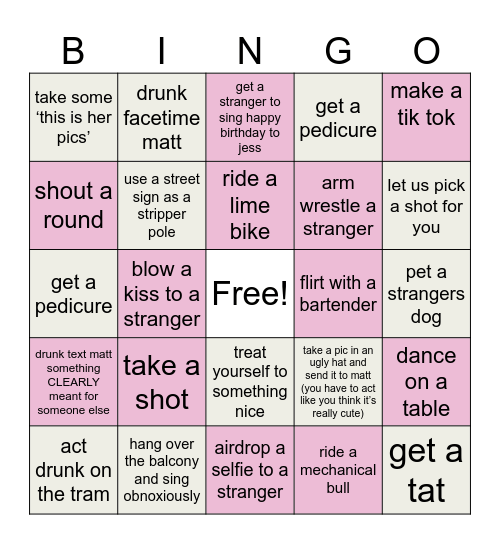 Girls Trip BINGO Card
