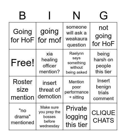 Your mate Bingo Card