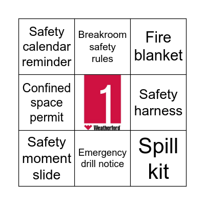 Safety Bingo Card