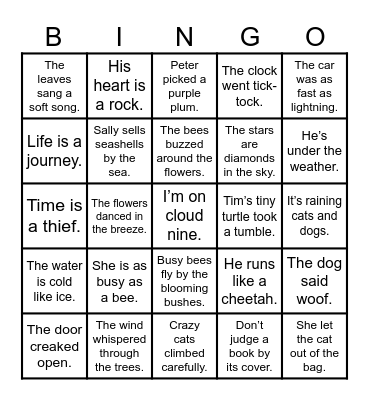 Figures of Speech Bingo Card