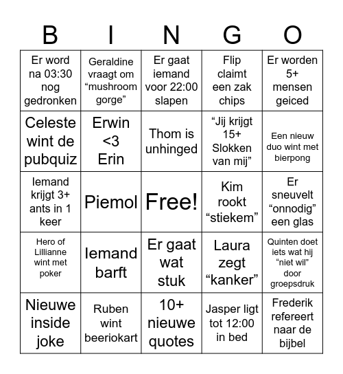 Didam tijgers 2025 Bingo Card