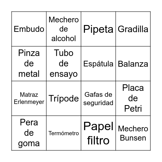 Instrumentos de laboratorio Bingo Card