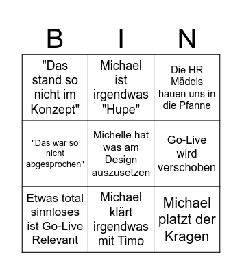 Academy Meeting Bingo Card