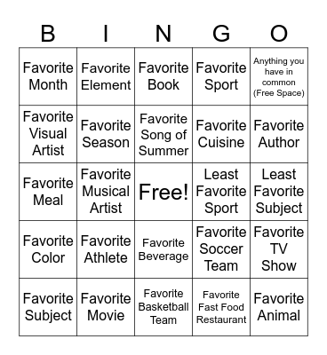 Find Someone who Has the Same... Bingo Card