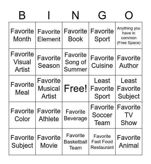 Find Someone who Has the Same... Bingo Card