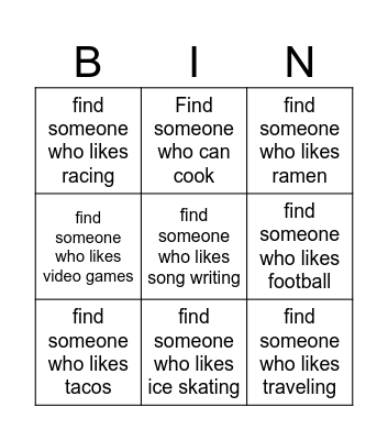 Find Someone Bingo Card