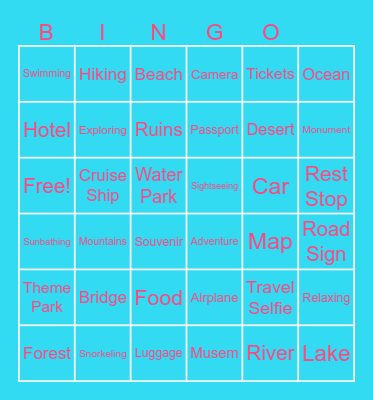 Travel Bingo Card