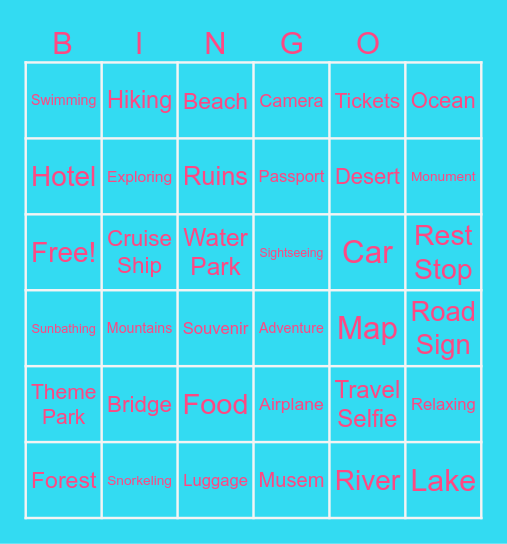 Travel Bingo Card
