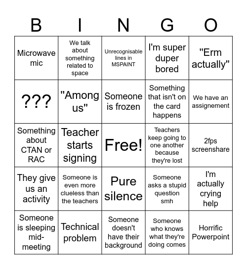 CAF Aerospace meeting bingo card Bingo Card