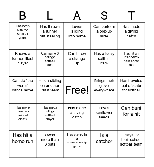 Mokena Blast 2025 Field Day & Picnic Bingo Card
