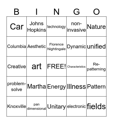 Martha Rogers Bingo! Bingo Card