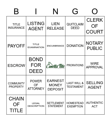 Camellia Title Bingo Card