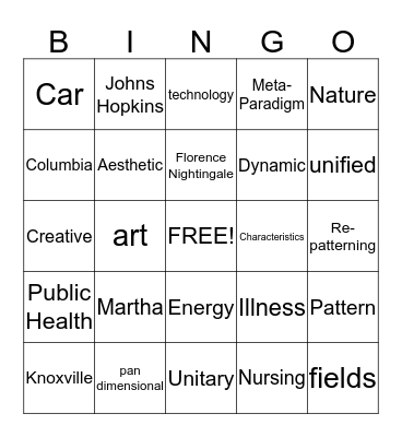 Martha Rogers Bingo! Bingo Card