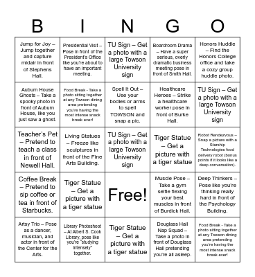 Honors Orientation Snapshot Bingo Card