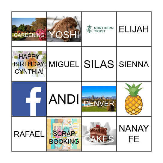 CYNTHIA'S BIRTHDAY BINGO! Bingo Card