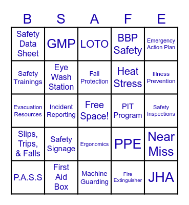 Channel Fish Safety Bingo! Bingo Card