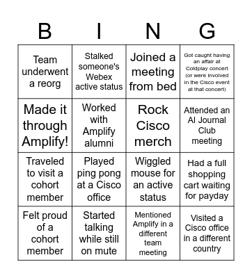 Amplify Bingo Card