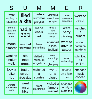 WHAT DID YOU DO THIS SUMMER? Bingo Card