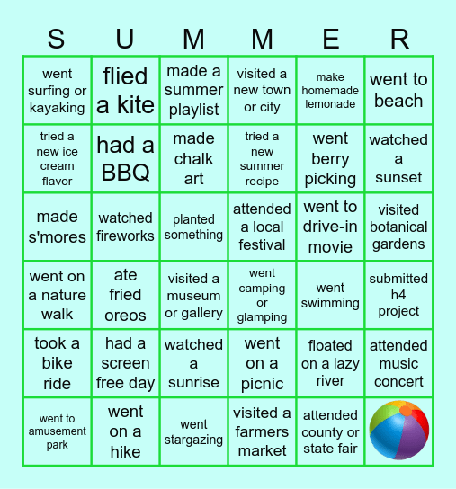WHAT DID YOU DO THIS SUMMER? Bingo Card