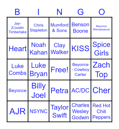 CDS Concert Bingo Card