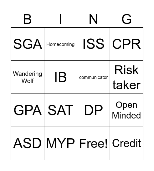 The First Howl Bingo Card