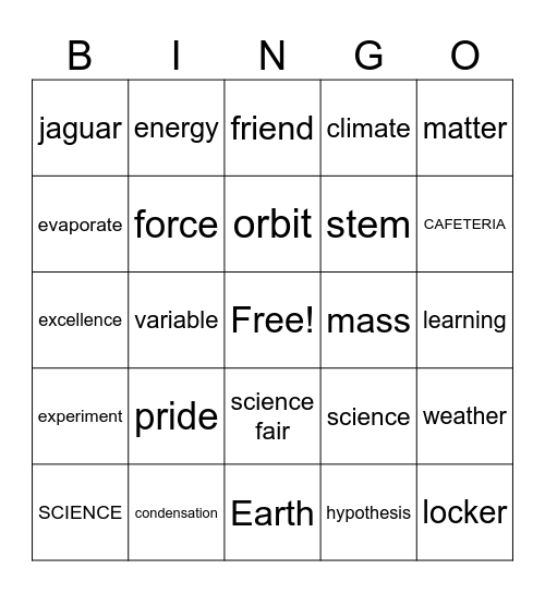 BACK TO SCHOOL Bingo Card