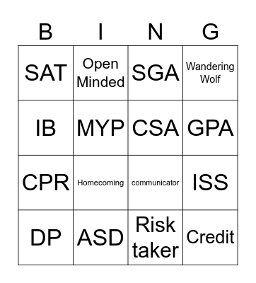The First Howl Bingo Card