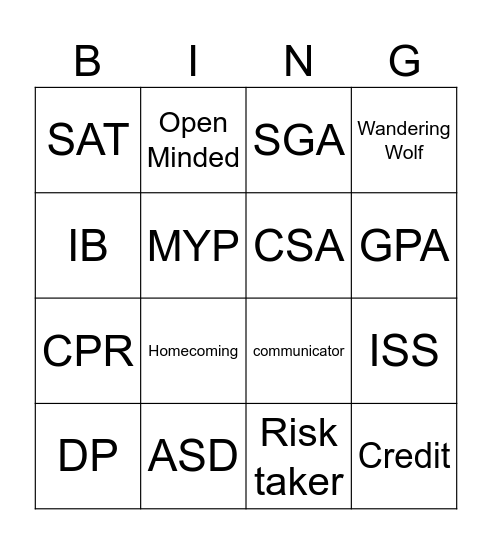 The First Howl Bingo Card