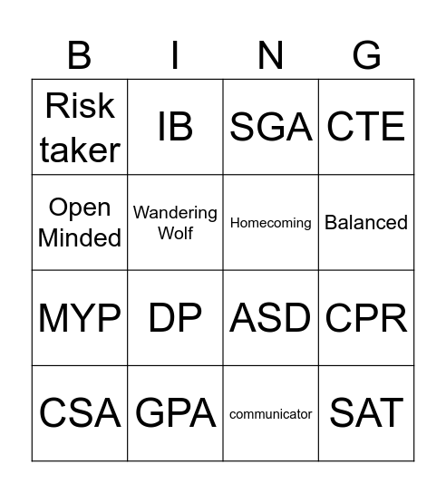 The First Howl Bingo Card