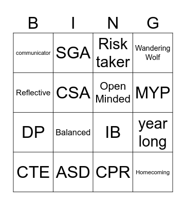 The First Howl Bingo Card