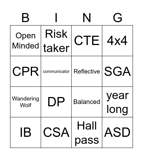 The First Howl Bingo Card
