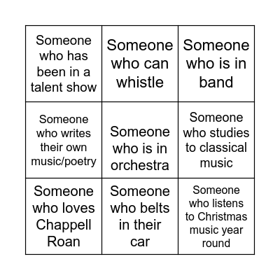 Musician Bingo Card