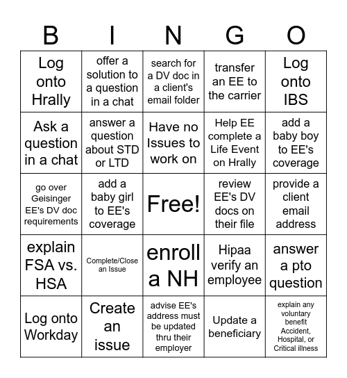 Call Center Lingo Bingo Card