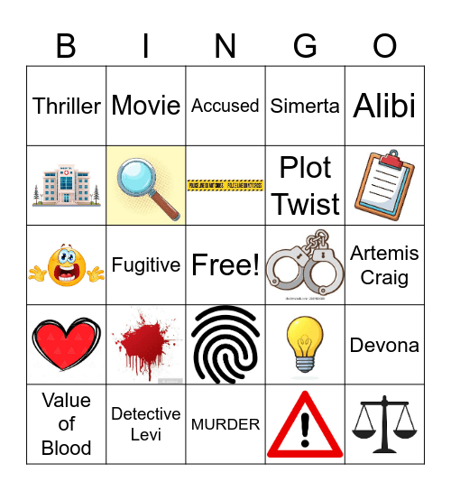 "Value of Blood"  Bingo Card Bingo Card