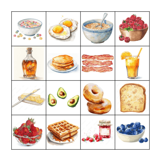 Vamos a Desayunar Bingo Card