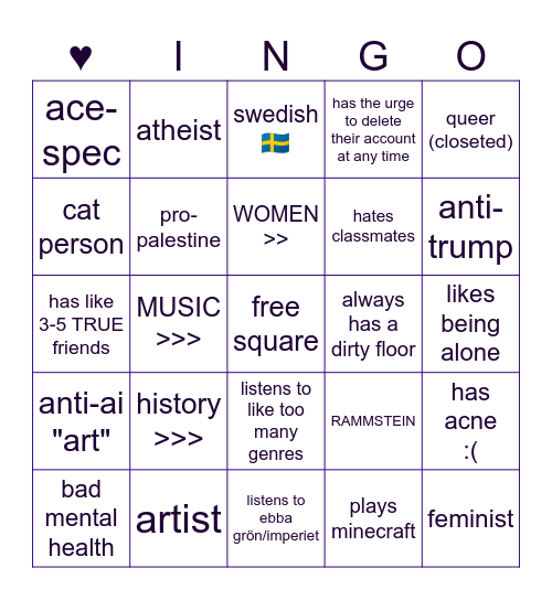 ✦rollingcat bingo bc im tired✦ Bingo Card