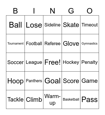 Sports Bingo Card