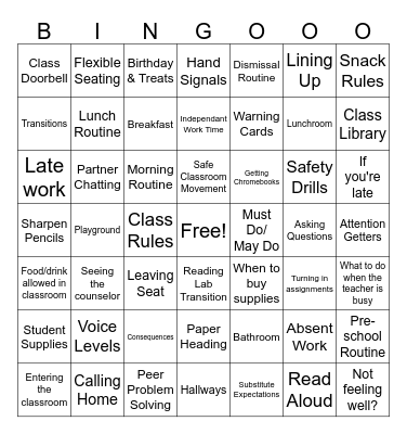 Routine Bingo Card