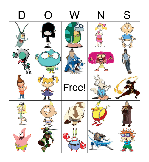 Nickelodeon (some) Bingo Card